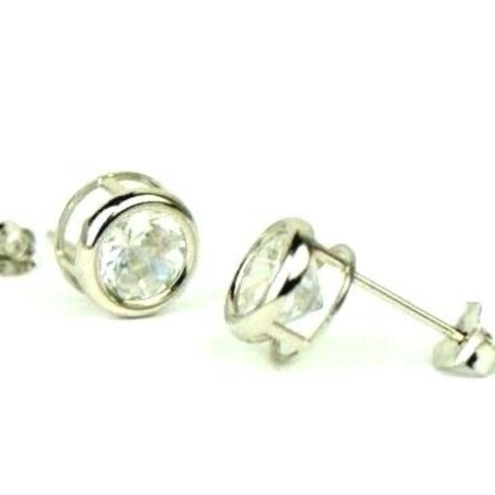 Solid 14k White Gold Bezel Push Back Butterfly Bi… - image 5